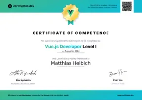 Certificate of Competence - Vue.js Developer Level 1